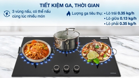 Bếp ga âm 3 vùng nấu Hafele HC-G783B
