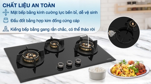 Bếp ga âm 3 vùng nấu Hafele HC-G783B