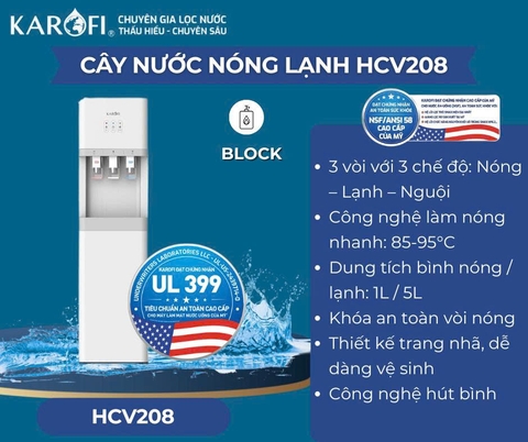 Cây nước nóng lạnh nguội hút bình Karofi HCV208  [Mới 2024]