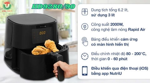 Nồi chiên không dầu 6.2 lít Philips HD9280/90