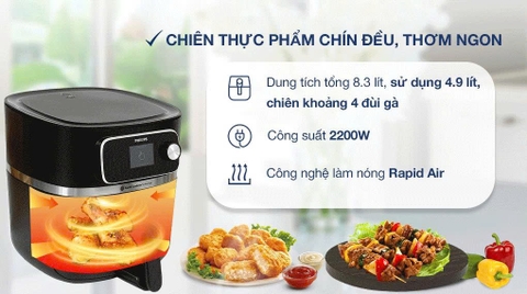 Nồi chiên không dầu Philips 8.3 lít HD9880/90