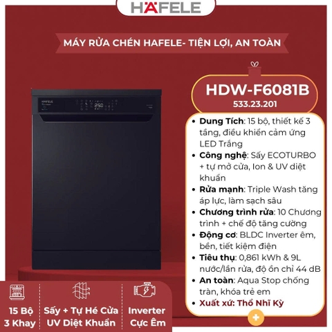 Máy rửa chén độc lập Hafele 15 bộ HDW-F6081B