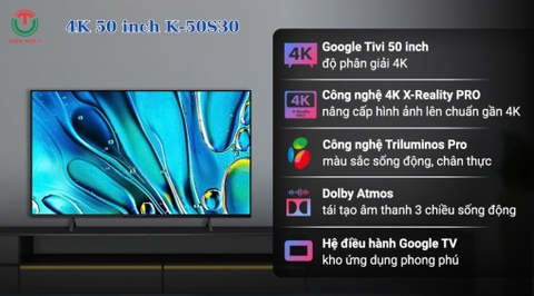 Google Tivi Sony 4K 50 inch K-50S30