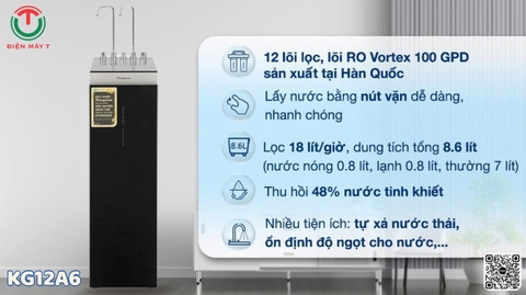 Máy lọc nước RO nóng nguội lạnh Hydrogen Kangaroo Sumire  12 lõi KG12A6