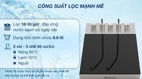 Máy lọc nước RO nóng nguội lạnh Hydrogen Kangaroo Sumire 12 lõi KG12A8