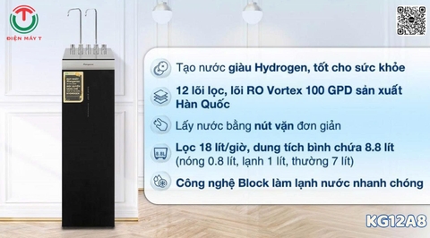 Máy lọc nước RO nóng nguội lạnh Hydrogen Kangaroo Sumire 12 lõi KG12A8