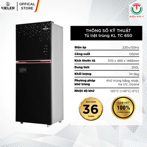 Tủ khử khuẩn chén bát Kieler KL-TC650 - Hàng chính hãng