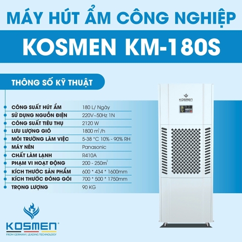 Máy hút ẩm công nghiệp Kosmen KM-180S