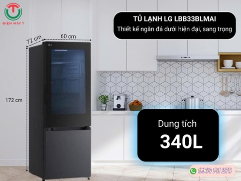 Tủ lạnh LG Inverter 340 lít InstaView LBB33BLMAI