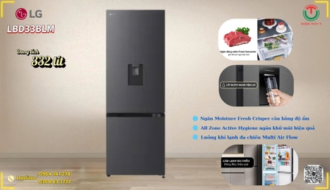 Tủ lạnh LG Inverter 332 lít LBD33BLM