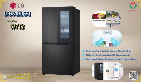 Tủ lạnh LG Inverter 617 lít Multi Door InstaView LFB61BLGAI