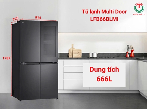 Tủ lạnh LG Inverter 666 lít Multi Door InstaView LFB66BLMI