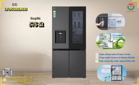 Tủ lạnh LG Inverter 576 lít Multi Door InstaView LFD58BLMAI