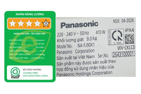 Máy giặt Panasonic Inverter 9.5kg NA-FJ95X1BV