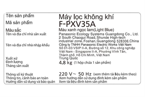 Máy lọc không khí Panasonic F-PXV35A-LB 24W
