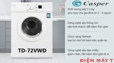 Máy sấy thông hơi Casper 7.2 Kg TD-72VWD