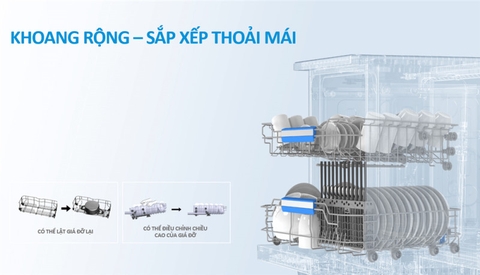 Máy rửa bát Midea MDW13-7635QB, 13 bộ, sấy UV, 9 chương trình