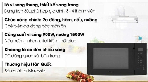 Lò vi sóng có nướng Samsung 30 lít MG30T5018CK/SV