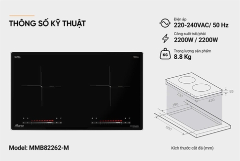 Bếp đôi điện từ Sunhouse Mama MMB82262-M