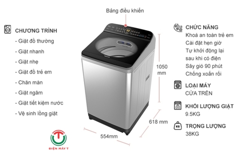 Máy giặt Panasonic Inverter 9.5 kg NA-FD95X1LRV
