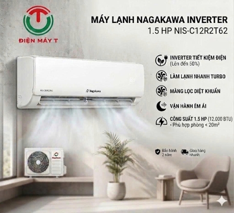Máy lạnh Nagakawa Inverter 1.5 HP NIS-C12R2T62