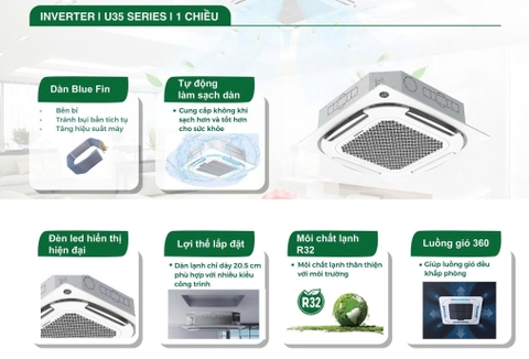 Máy lạnh âm trần Nagakawa Inverter 8 hướng thổi 23800btu NIT-C24R2U35