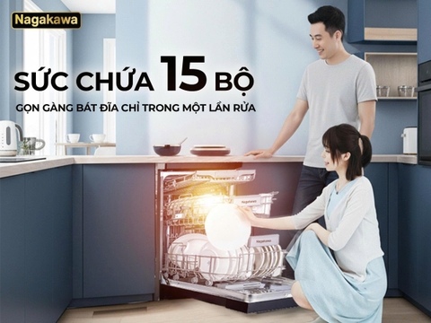 Máy rửa bát 15 bộ cao cấp Nagakawa NMD9818