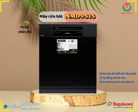 Máy rửa bát 15 bộ cao cấp Nagakawa NMD9818