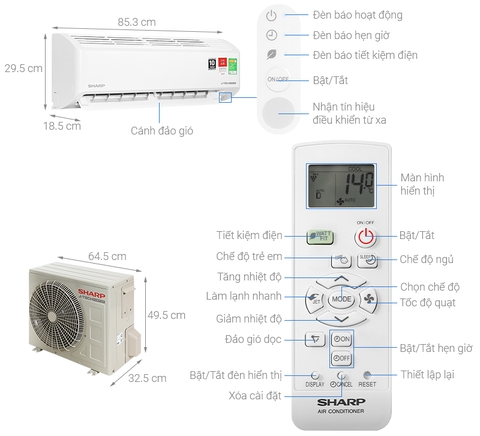 Máy lạnh Sharp Inverter 1 HP AH-X10DEW