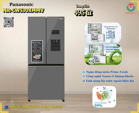 Tủ lạnh Panasonic Inverter 495 lít Multi Door PRIME+ Edition NR-CW530XMMV
