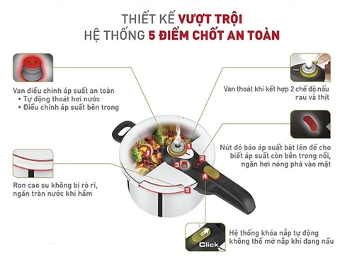 Nồi áp suất cơ inox Tefal Secure 5 Neo P2530737 / P2530750