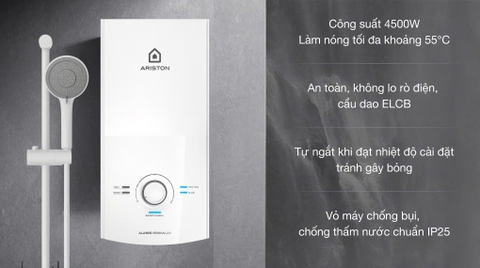 Máy nước nóng trực tiếp Ariston 4500W AURES PREMIUM 4.5 ( không bơm )