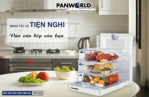 Máy hấp điện PANWORLD gấp gọn PW-2322 điều khiển cơ