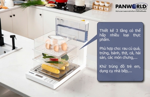 Máy hấp điện PANWORLD gấp gọn PW-2324 điều khiển điện tử