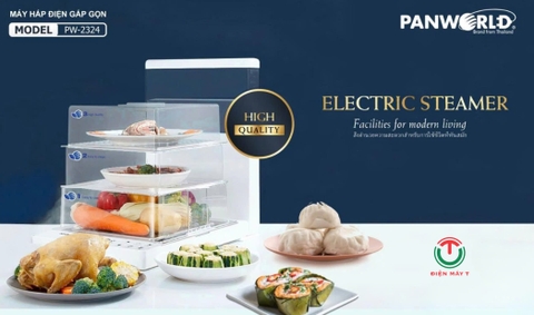 Máy hấp điện PANWORLD gấp gọn PW-2324 điều khiển điện tử