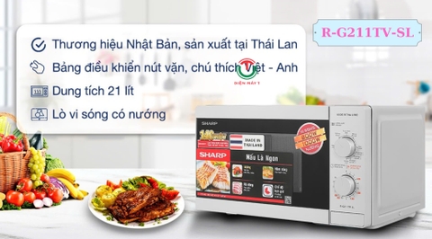 Lò vi sóng có nướng 21 lít Sharp R-G211TV-BK ( SL )