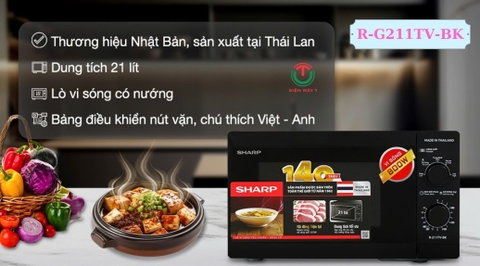 Lò vi sóng có nướng 21 lít Sharp R-G211TV-BK ( SL )
