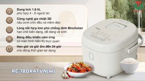 Nồi cơm điện tử Toshiba 1.8 lít RC-18DR4TVN