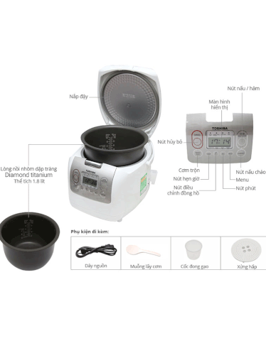 Nồi cơm điện tử Toshiba RC-18NMFVN(WT) (1.8L)