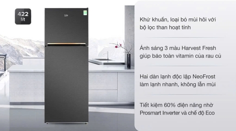 Tủ lạnh Beko Inverter 422 lít RDNT470I50VK