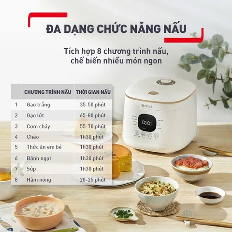 Nồi cơm điện tử Tefal Rice Mate Mini 0.7L RK515168 _ Hàng chính hãng