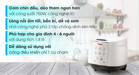 Nồi cơm điện tử Tefal 1.8 lít RK732168 _ Hàng chính hãng