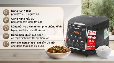 Nồi cơm điện tử Tefal 1.8lít RK737868