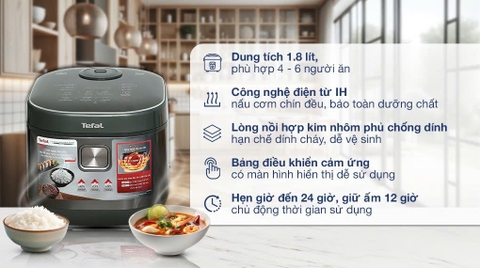 Nồi cơm cao tần Tefal 1.8 lít RK818A68 _ Hàng chính hãng