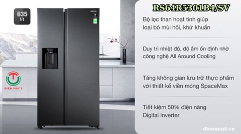 Tủ lạnh Samsung Inverter 635 lít Side By Side RS64R5301B4/SV