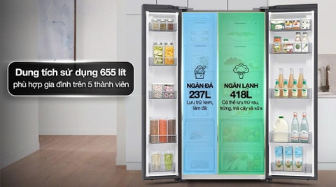 Tủ lạnh Samsung Inverter 655 lít Side By Side RS70F65Q3FSV