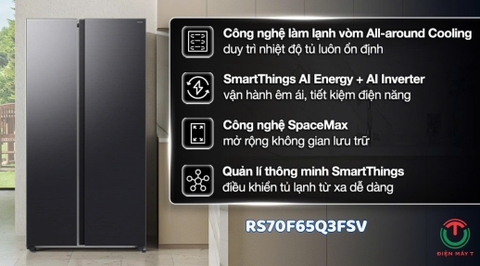 Tủ lạnh Samsung Inverter 655 lít Side By Side RS70F65Q3FSV