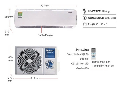 Máy lạnh Reetech mono 1 HP RT9-TB-BT/RC9-TB-BT