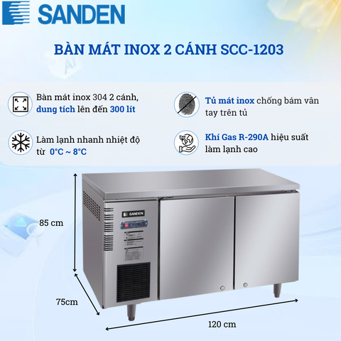 Bàn Mát Inox Sanden 300 Lít SCC-1203