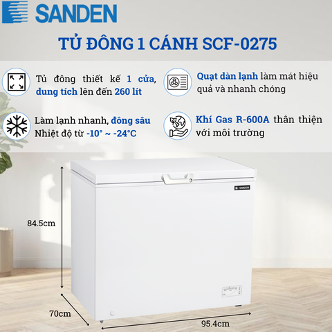 Tủ Đông Sanden 260 Lít SCF-0275